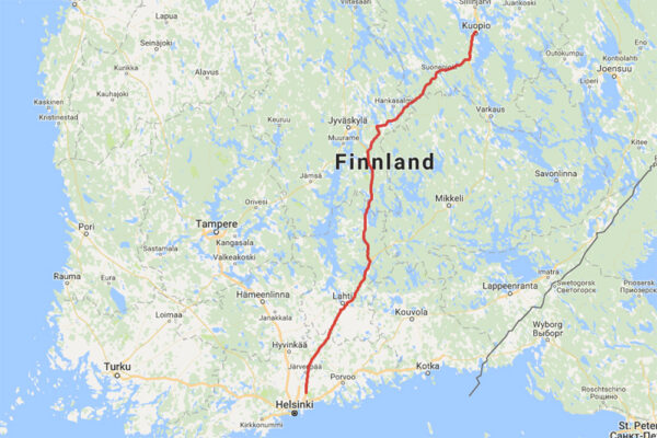 1. Etappe Helsinki - Kuopio 386 Km