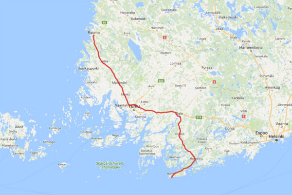 6. Etappe Rauma - Hanko 228 Km